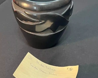 Mida Tafoya Santa Clara Pueblo Blackware Pot Vase Native American Pottery 	5.5 x 4.25in diameter at opening.	

