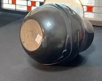 Mida Tafoya Santa Clara Pueblo Blackware Serpent Vase Native American Pottery 	8.25 x 4in diameter at opening	
