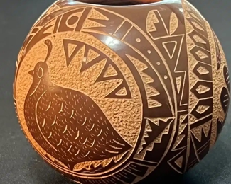 Mae Tapia Santa Clara Pueblo Pottery Seed Pot Native American Pottery Bowl	2.5 x 3in diameter	
