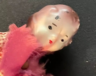 Antique Stacked Leather Doll Figure 	7in Long	
