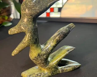 Inuit Eskimo Carved Morphing Tree/Animal  Soapstone Sculpture Signed   	6x6x2in	HxWxD
