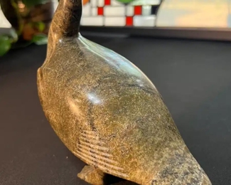 AS-IS Kavavow King Iqaluit Bird Carving Soapstone Sculpture Signed   	5x3.5x7.5in	HxWxD
