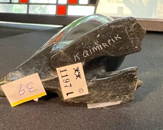 Kellypalik Qimirpik Inuit Eskimo Bird Soapstone Carving Kellipalik	8in h	
