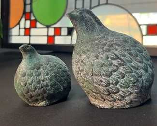 2pc Antiqued Bronze Monaco Toyo Quails Pair 	Large: 5x3x4in	HxWxD

