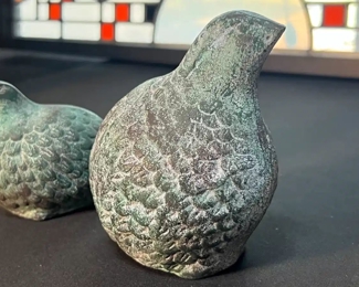 2pc Antiqued Bronze Monaco Toyo Quails Pair 	Large: 5x3x4in	HxWxD
