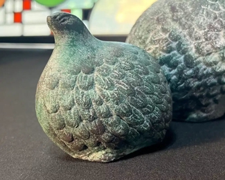 2pc Antiqued Bronze Monaco Toyo Quails Pair 	Large: 5x3x4in	HxWxD
