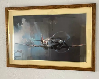 Barrie A.F. CLARK “Vickers Supermarine Spitfire” Huge Color Lithograph Framed Art	Frame: 27 by 39in	
