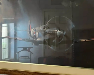 Barrie A.F. CLARK “Vickers Supermarine Spitfire” Huge Color Lithograph Framed Art	Frame: 27 by 39in	

