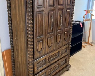 Vintage Solid Walnut Wood Highboy / Wardrobe / Closet	61.5 x 42 x 20.	HxWxD
