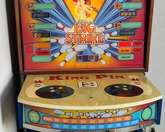 1983 Williams/United Big Strike Shuffle Alley Bowling Arcade Game Coin-Op	69 x 35x 100in	HxWxD
