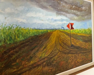 Original Art J Corbenal Field Painting 	Frame: 24 x 32	
