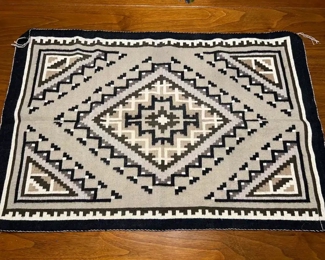 Navajo Weaving  Two Grey Hills Rug Native American 	37 x 25in	
