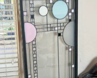 Avery Coonley Playhouse Frank Lloyd Wright Art Glass Window FLW Style Stained Glass Panel	35.5 x 19.75.in	HxWxD
