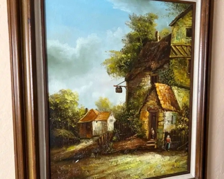 Original Art Village Street Beillie	Frame: 31 by 27in	
