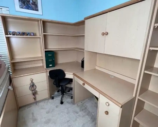 3pc Camelot Furniture Beechwood Corner Desk	72 H x 25 D x 77.75 to 67.5in	HxWxD
