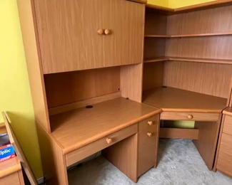 3pc Camelot Furniture Cherry Wood Corner Desk	72 H x 25 D x 77.75 to 67.5in	HxWxD
