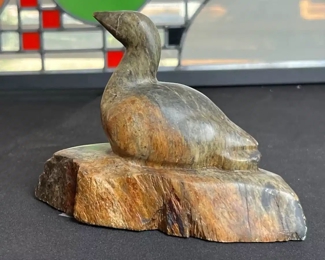 Joe KAVIK Inuit Eskimo Carved Duck Soapstone Sculpture Signed  #2	5x 6.5 x 3.in	HxWxD
