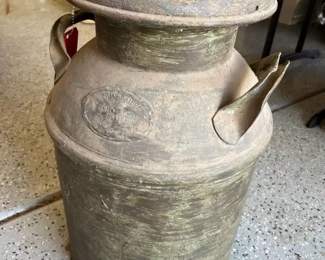 Antique Metal Milk Dairy Jug Container Can Eagle USA Flag		

