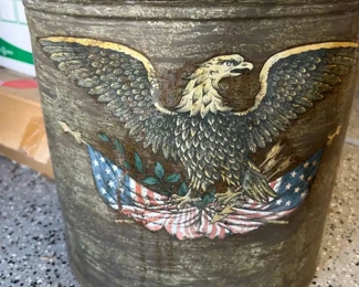 Antique Metal Milk Dairy Jug Container Can Eagle USA Flag		
