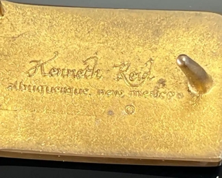 Vintage Kenneth Reid Belt Buckle Wood Inlay	2.7x1.5in for 1in belts	
