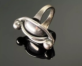 Vintage Modernist Napier Sterling Silver Dome  Ring	Adjustable 4.5-6	
