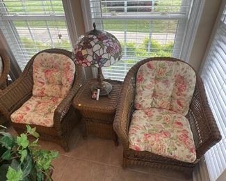 (2) WICKER CHAIRS & TABLE