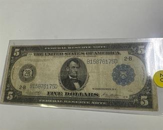 1914- $5 DOLLAR LARGE BILL
