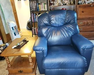 Maple Side Table with One Drawer and Lazy Boy Recliner