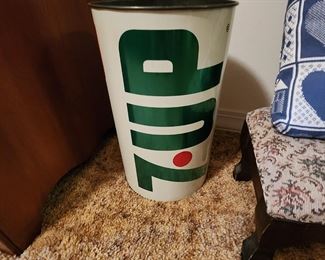 Vintage 7-Up Trash Can