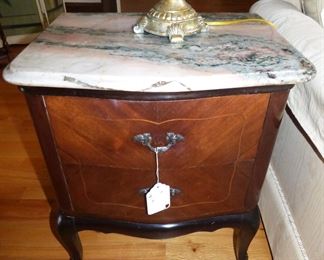 Marble Top French Satinwood End Table (1 of 2)