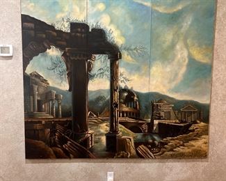 6.5’ x 6.5’ large scale stunning triptych 