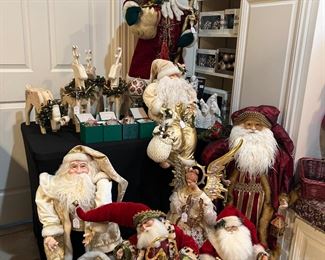 Several large Santa’s and angels (including several Mark Roberts and Karen Didion)
