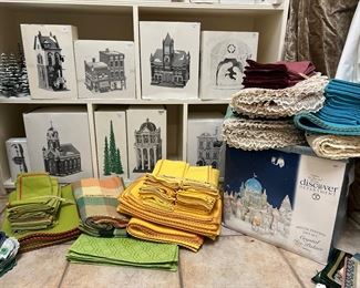 Dept 56 Heritage Village Collection and linens