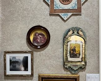 Lots of interesting pieces for walls, framed plates, religious art, framed original photography 