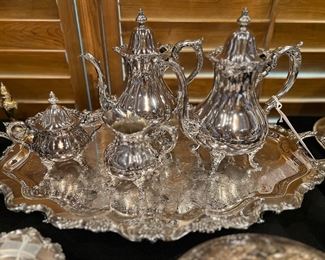 Wallace 5 piece silver plated tea set, absolutely stunning!!