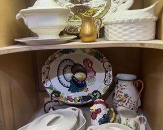 Thanksgiving trays, pitchers, Corningware