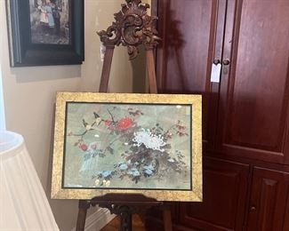 Handcarved mahogany easel