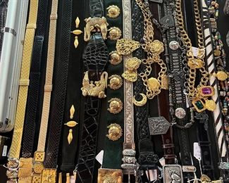 Amazing assortment of belts including Alexis Kirk, Judith Leiber and more.  Tons of vintage Brighton belts in the master closet.