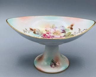 Mid Century Bavaria Schumann Pedestal Fruit/Candy Dish Gold Accents  