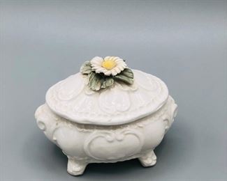 Italian Pottery Daisy Lidded Container, 1960s 