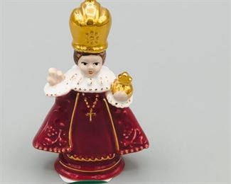 VINTAGE  STATUE FIGURE JESUS CHILD PRAGA PORCELAIN PAINTED with box