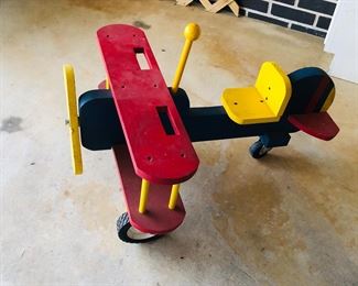 Wooden airplane riding toy