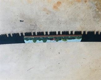 Antique 2 man crosscut saw with scene