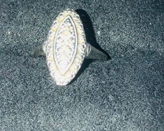 Sterling diamond chip dinner ring 