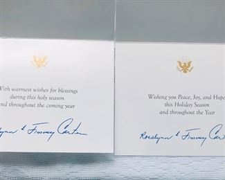 2 notecards hand signed from President Jimmy and Rosalynn Carter.  