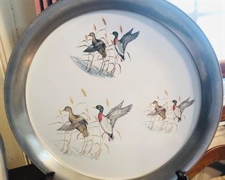 Vintage pewter duck tray