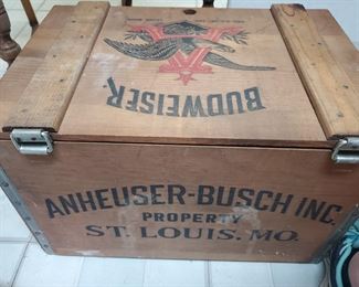 Budweiser wood box (in the basement)