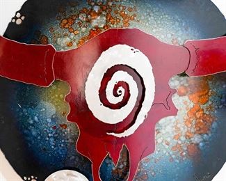 Beautiful Large Bull Skull Metal Wall Art Sculpture by Rick Vigallon