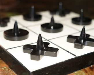 Inlaid Bone and Onyx Tic-Tac-Toe Game- Neiman Marcus