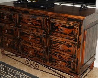 Distressed Two Tone 9 Drawer Cabinet
